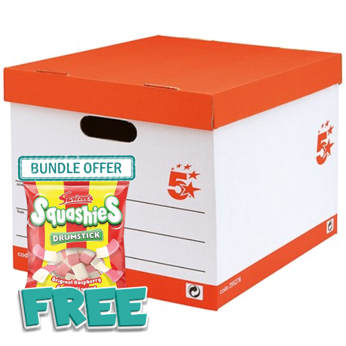 5 Star Storage Box with Lid Self-Assembly 321x392x291mm Red/White (Pack of 10) 295276