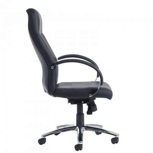 Indiana high back executive chair - black leather faced