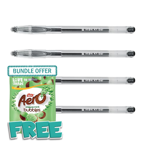 Black Gel Pens Transparent Barrel Medium Tip (Pack of 10) WX21716