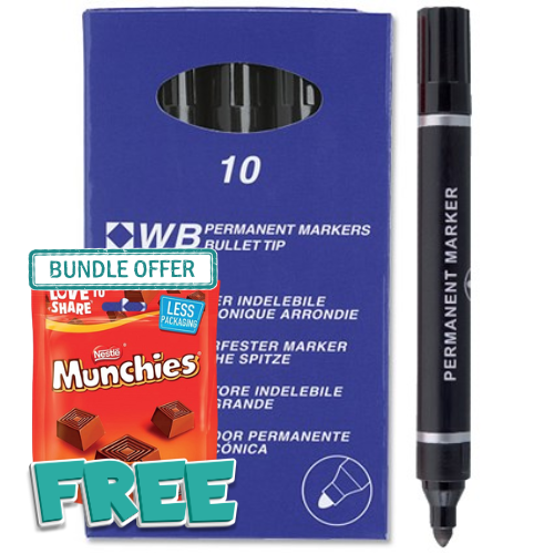 Black Permanent Marker Bullet Tip (Pack of 10) WX26045A