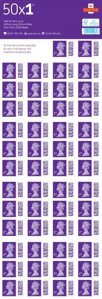 Royal Mail 1st Class Letter Stamps Book 50