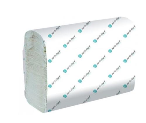 North Shore White Flushable Z Fold Hand Towel, 2 Ply, 150 towels per roll, 20 per case