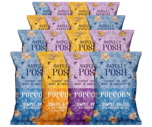 Awfully Posh Popcorn - Mixed Case (Salted, Sweet & Salty, Sweet) - 18x20/25g