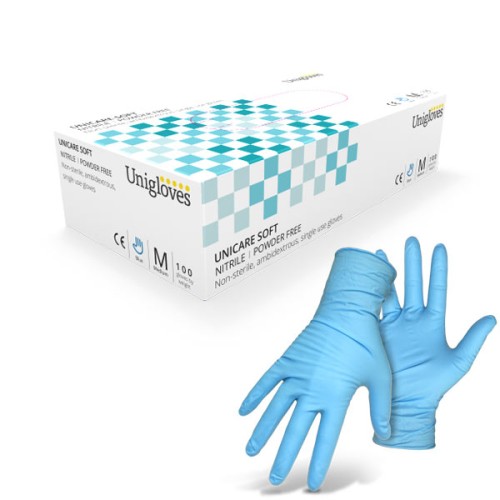 Unigloves Blue Unicare Disposable Nitrile Gloves Extra Large – Medical Grade – Powder Free