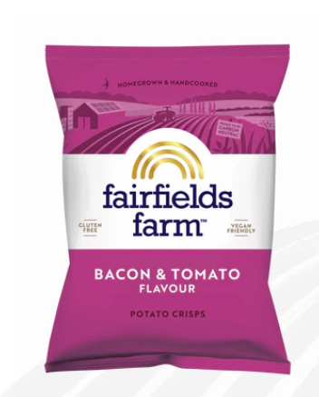 Fairfields Farm Crisps Bacon & Tomato Crisps 40g - Box of36