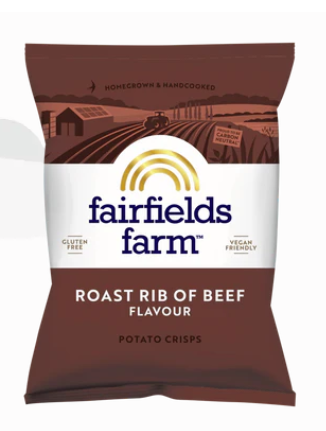 Fairfields Farm Crisps Roast Rib Of Beef Crisps 40g - Box of36