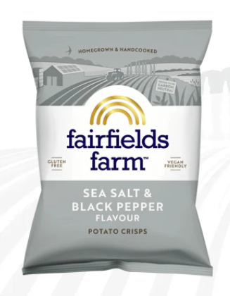 Fairfields Farm Crisps Sea Salt & Black Pepper 40g - Box of36