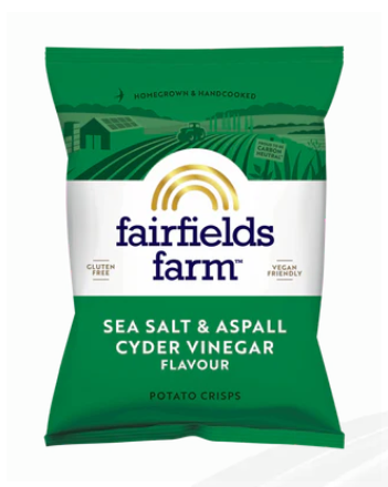 Fairfields Farm Crisps Salt & Aspell Cyder Vinegar Crisps 40g - Box of36