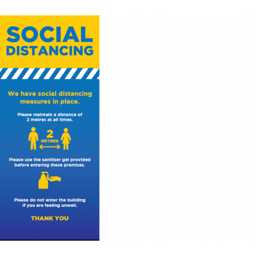 Social Distancing Roller Banner (2 metres and hand washing sign)