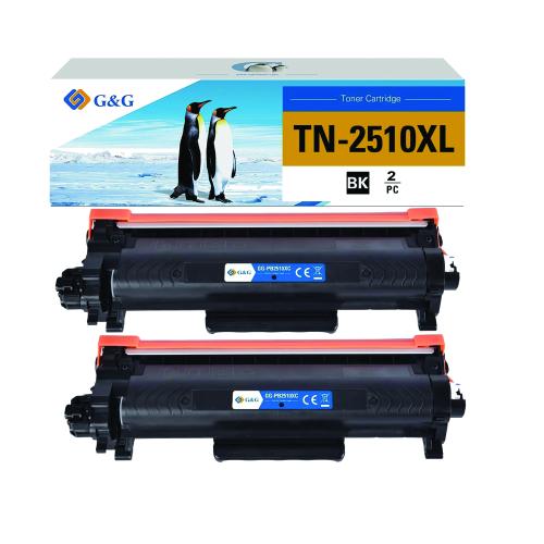 G&G Compatible Brother TN-2510XL High Yield Black Toner Cartridge - 2 Pack