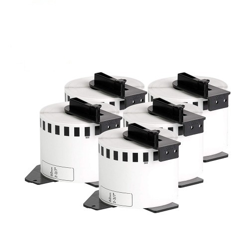 EasyOffice Brother Compatible DK-22205 Black on White Continuous Length Paper Tape 62mm DK-22205- Pack 5