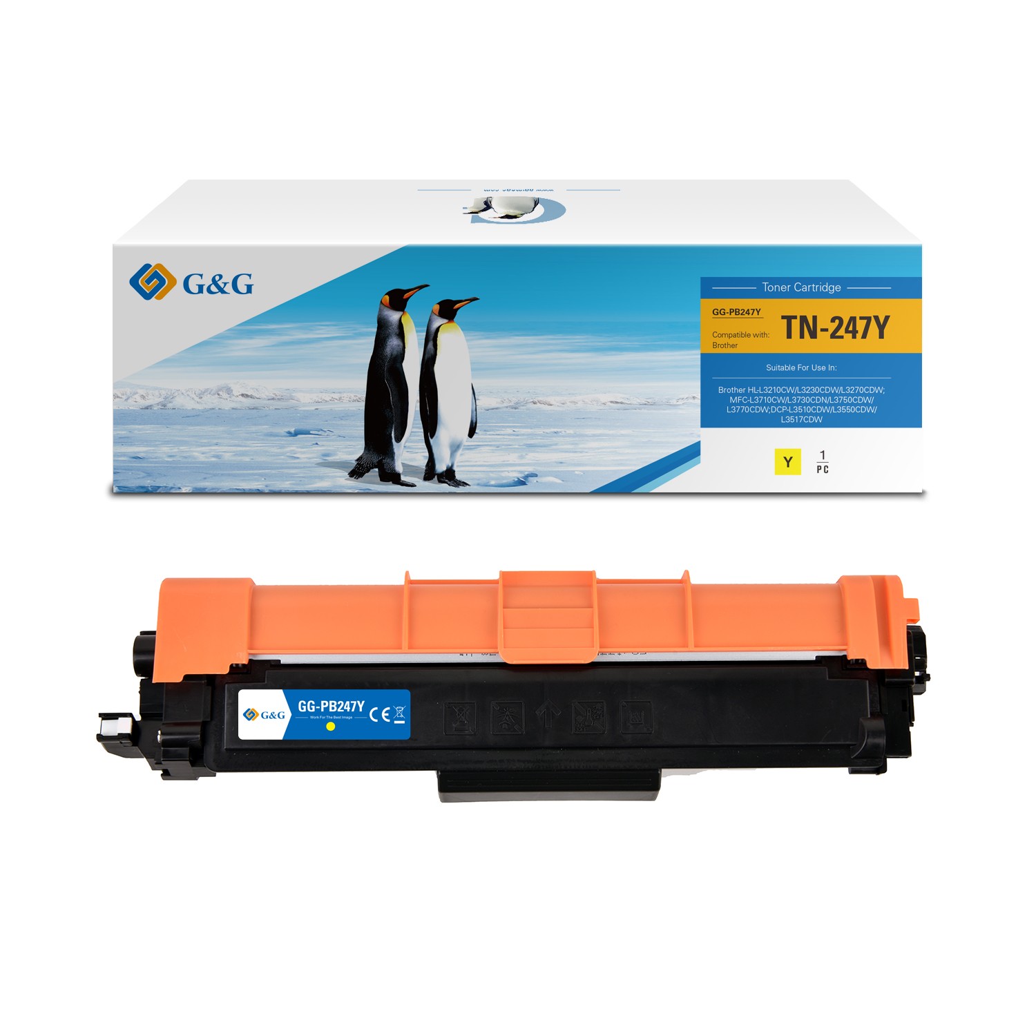 G&G Brother TN247Y - Yellow High Yield Compatible Toner Cartridge