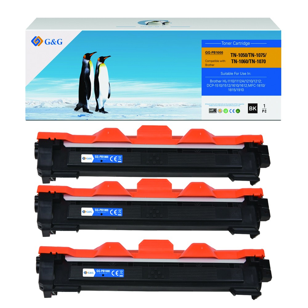G&G Compatible Brother TN1050 Black Compatible Toner - 3 Pack
