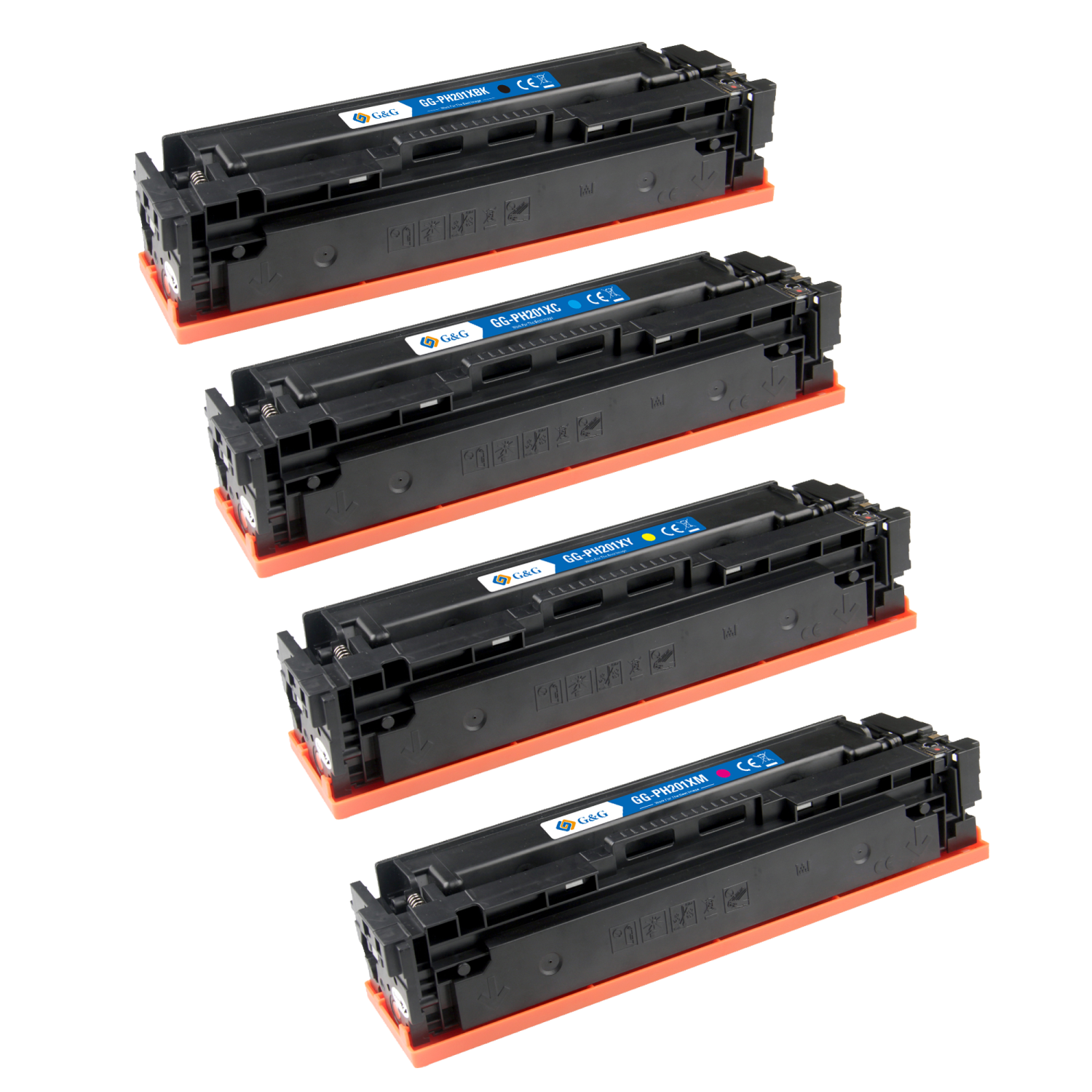 G&G HP 201x (CF400X/CF401X/CF402X/CF403X) Compatible Laser Toner Cartridge - 4 Pack