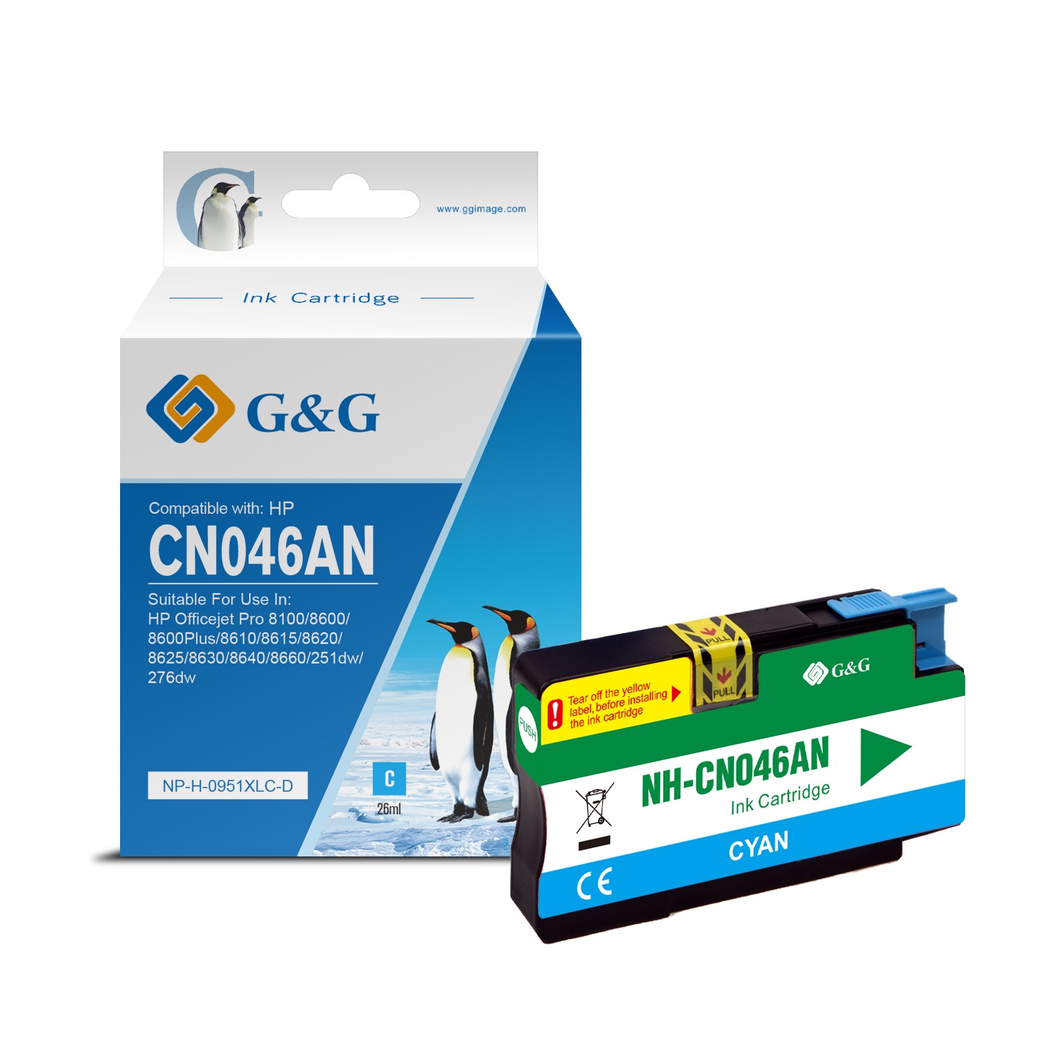 G&G Compatible HP 951XL Cyan High Capacity Ink Cartridge - CN046AE
