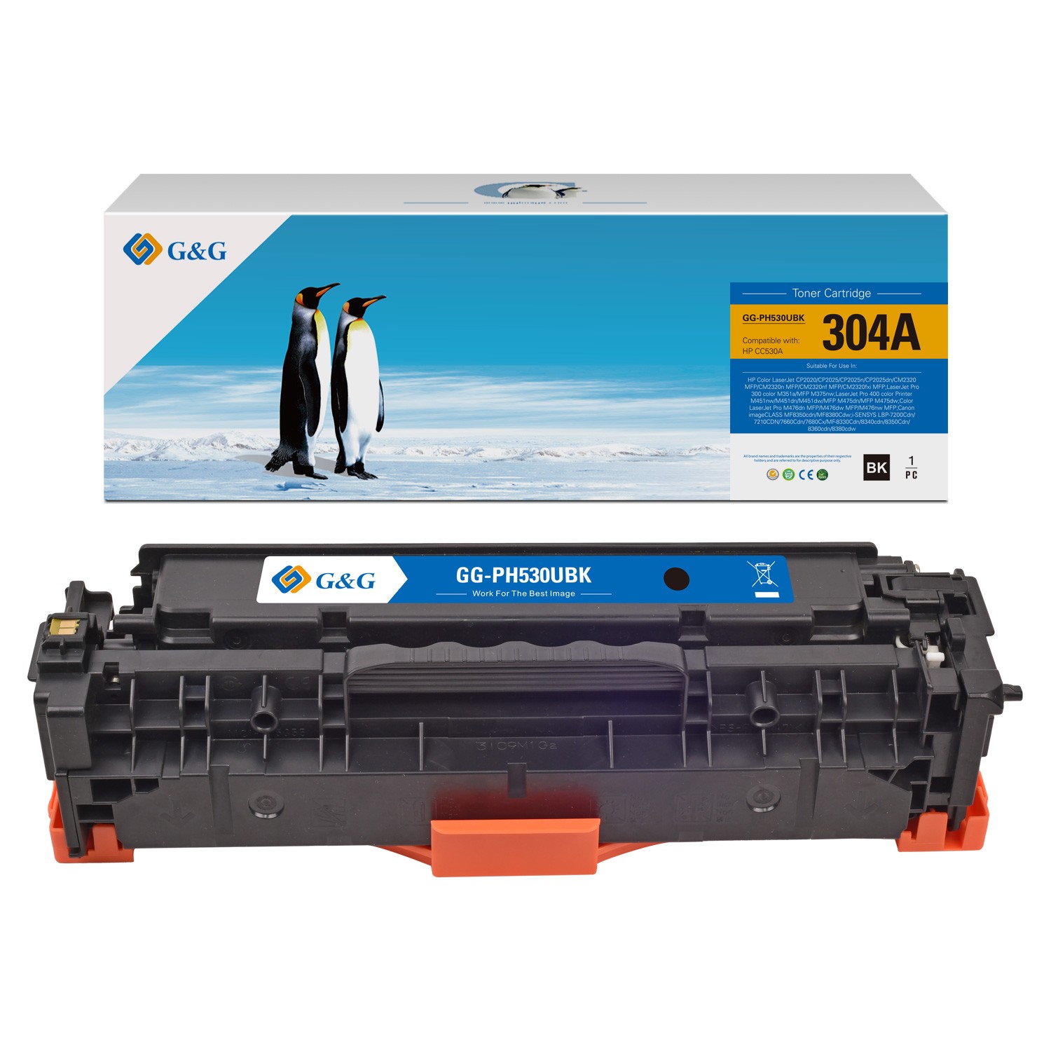 G&G HP 304a (CC530A/CC531A/CC532A/CC533A) Compatible Laser Toner Cartridge - 4 Pack
