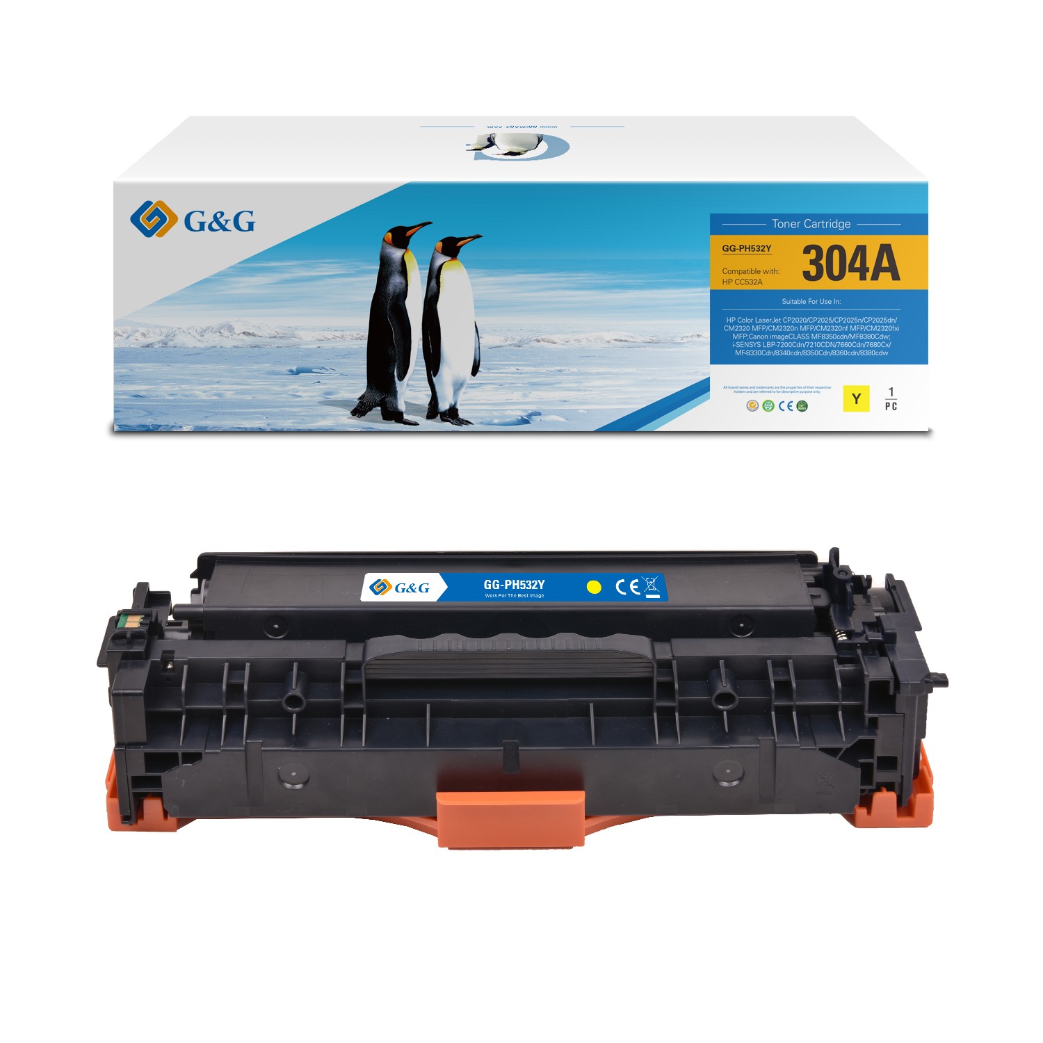 G&G HP 304a (CC530A/CC531A/CC532A/CC533A) Compatible Laser Toner Cartridge - 4 Pack