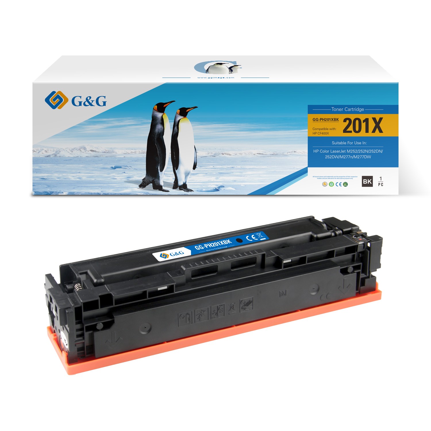 G&G HP 201x (CF400X/CF401X/CF402X/CF403X) Compatible Laser Toner Cartridge - 4 Pack