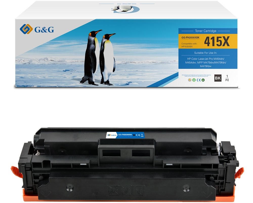 G&G HP 415X (W2030X/W2031X/W2032X/W2033X) Compatible High Capacity Laser Toner Cartridge - 4 Pack