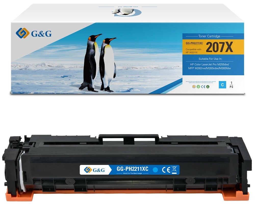 G&G HP 207X - W2210X W2211X W2212X W2213X High Yield Compatible Laser Toner - 4 Pack