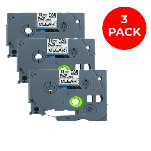 EasyOffice Brother Compatible TZe141 Black on Clear 18mm Tape - 3 Pack