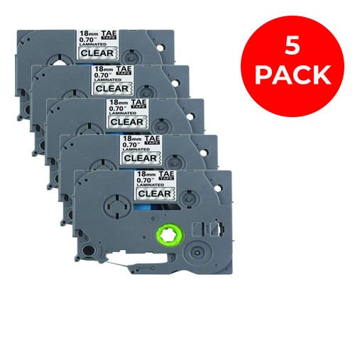 EasyOffice Brother Compatible TZe141 Black on Clear 18mm Tape - 5 Pack
