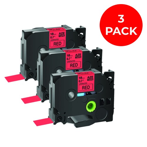 EasyOffice Brother Compatible TZe-441 Black on Red 18mm Tape - 3 Pack