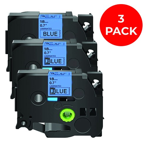 EasyOffice Brother Compatible TZe-541 Black on Blue 18mm Tape - 3 Pack