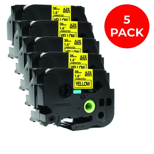 EasyOffice Brother Compatible TZe661 Black on Yellow 36mm Tape - 5 Pack