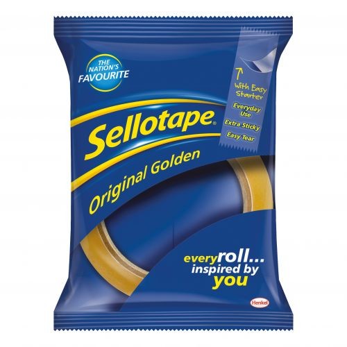 *SINGLE* Sellotape Original Golden Tape Roll Non-static Easy-tear Large 48mmx66m Ref 1443304