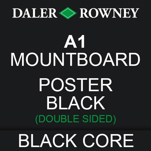 *SINGLE* Daler Rowney Mountboard 6S Black Core A1  Double Sided Poster Black