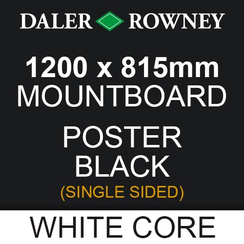 Daler Rowney Mountboard 6S White Core Poster Black Single-Sided 1200 x 815mm (1400Micron) [Pack 5]