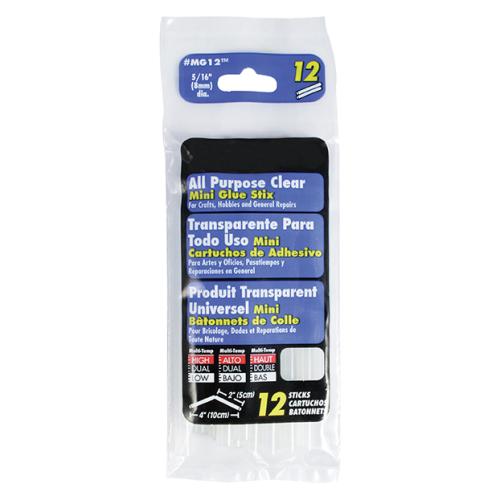 ARROW ALL-PURPOSE CLEAR MINI GLUE STICKS 12'S MG12