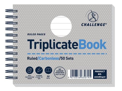 *SINGLE* Challenge Triplicate Book Carbonless Wirebound Ruled 50 Sets 105x130mm