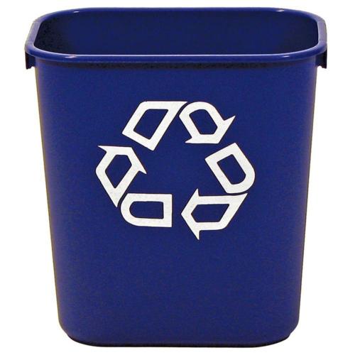 Rubbermaid Rectangular Wastebasket with Recycling Logo - 12.9 Ltr - Blue