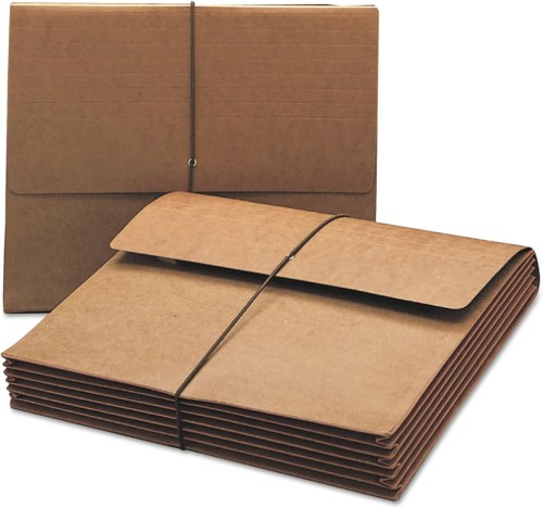 Extra-Wide Expanding Wallets with Elastic Cord, 5.25" Expansion, 1 Section, Elastic Cord Closure, Letter Size, Redrope