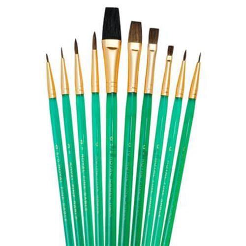 SABLE/CAMEL Paint Brushes SET OF 10 (FLAT/DETAIL/POINTED/SHADE)