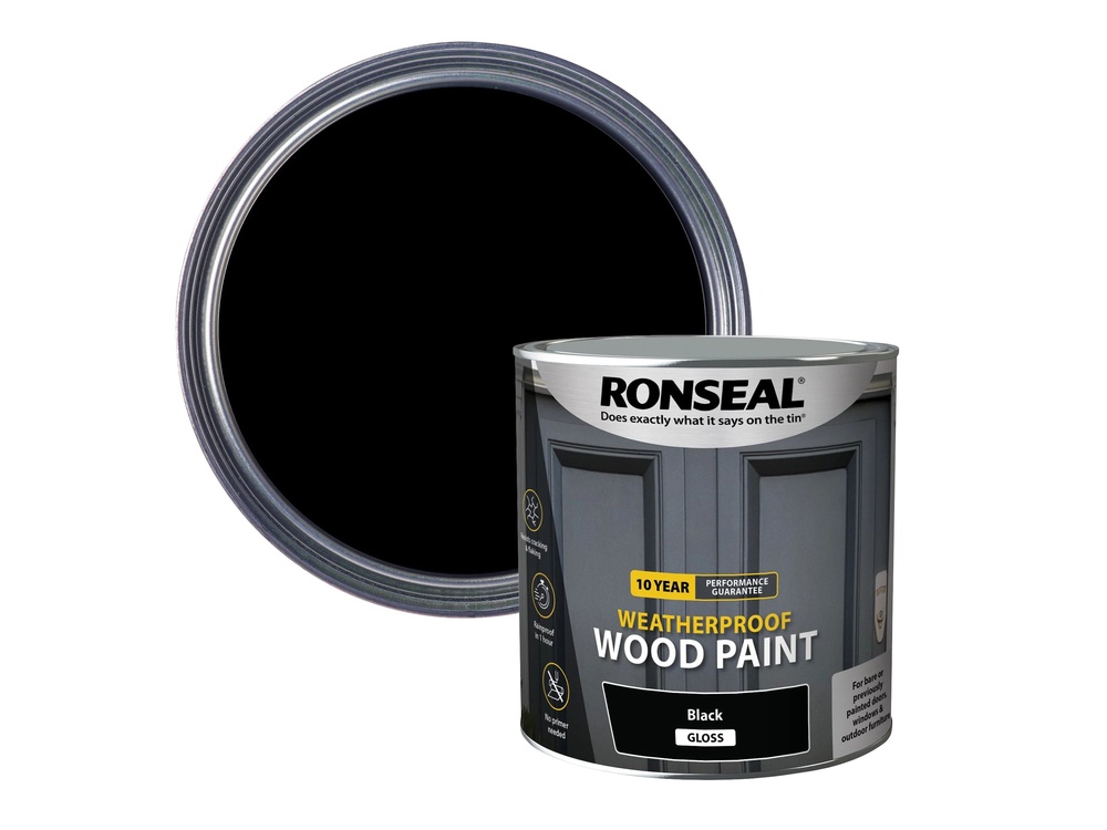 10 Year Weatherproof Wood Paint Black Gloss 2.5 litre