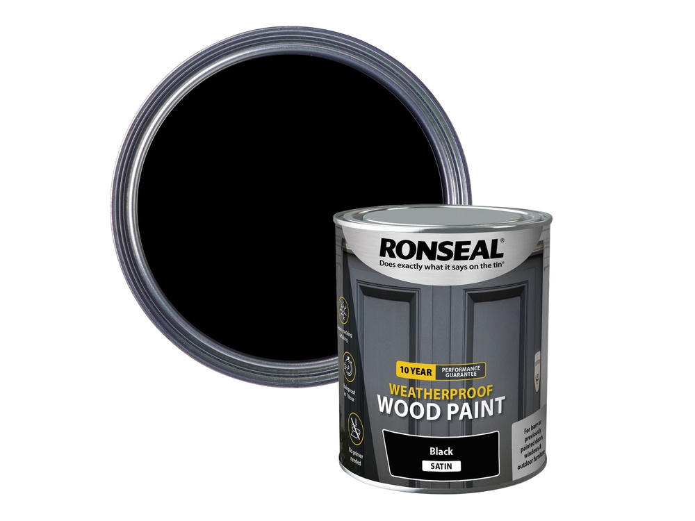 10 Year Weatherproof Wood Paint Black Satin 750ml