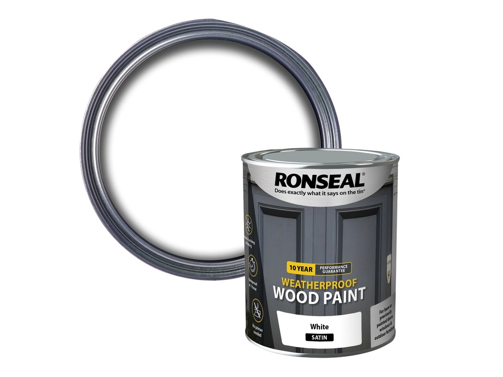 10 Year Weatherproof Wood Paint White Satin 750ml