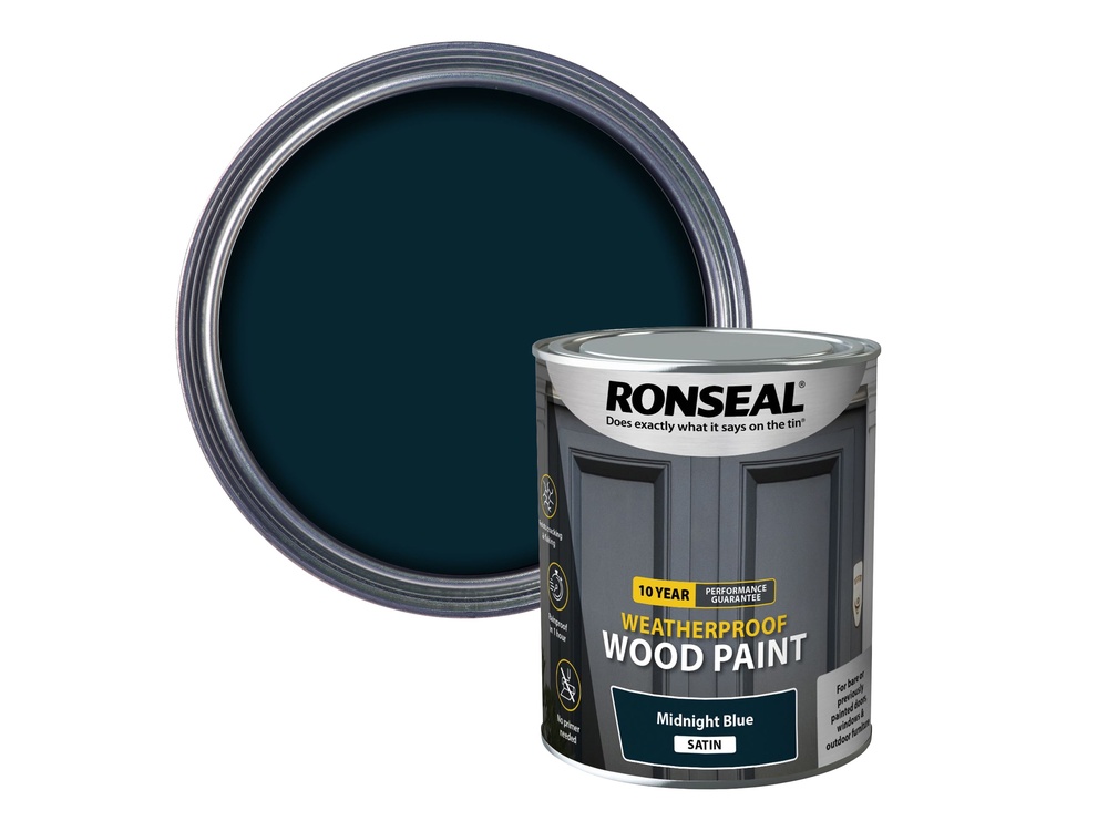 10 Year Weatherproof Wood Paint Midnight Blue Satin 750ml