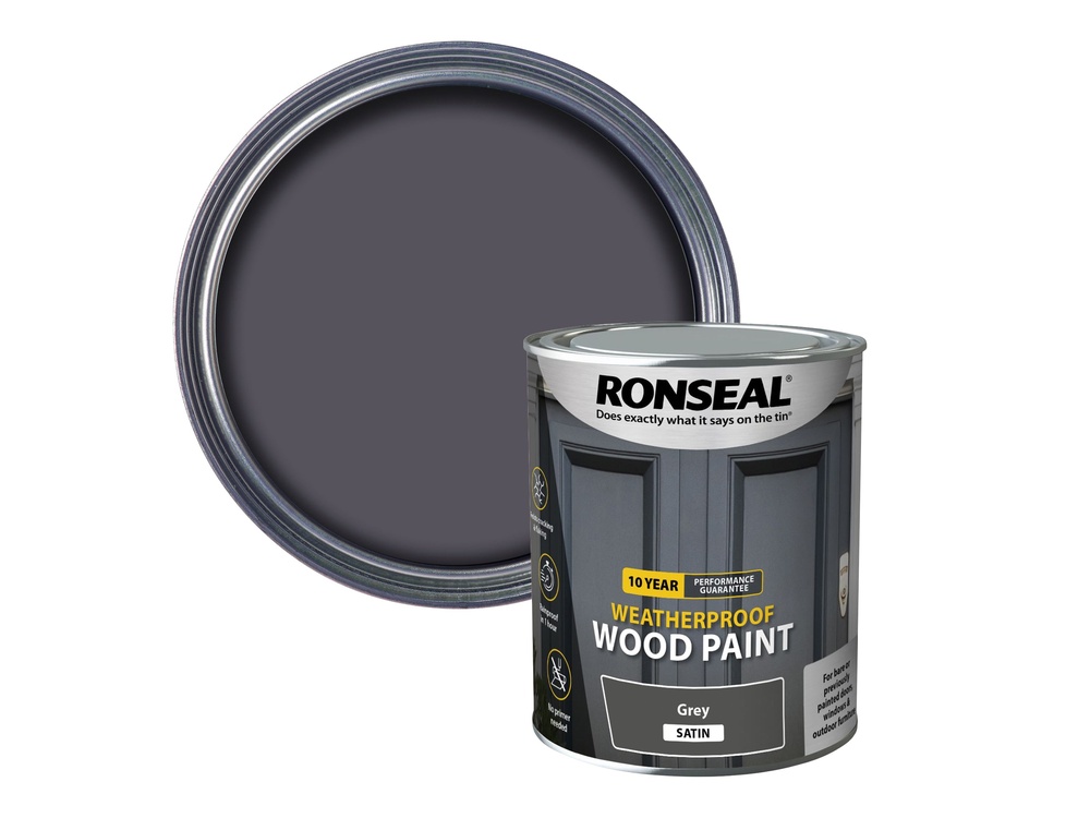 10 Year Weatherproof Wood Paint Grey Satin 750ml