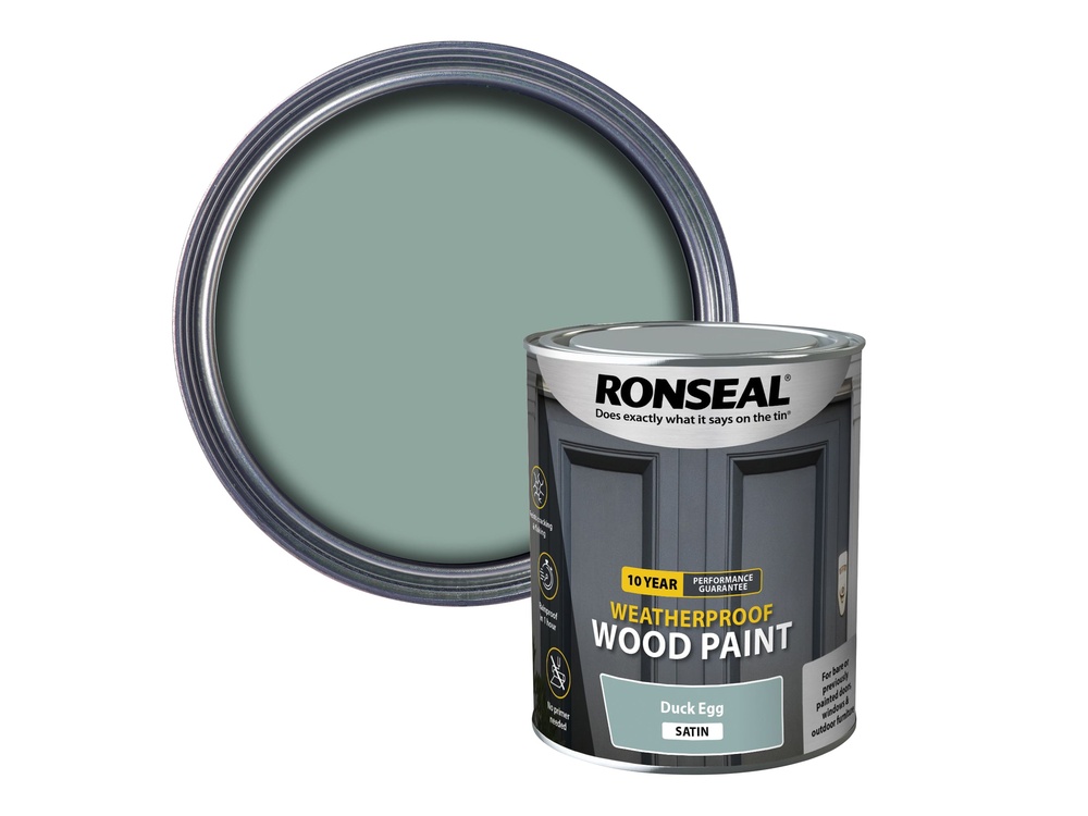 10 Year Weatherproof Wood Paint Duck Egg Blue Satin 750ml