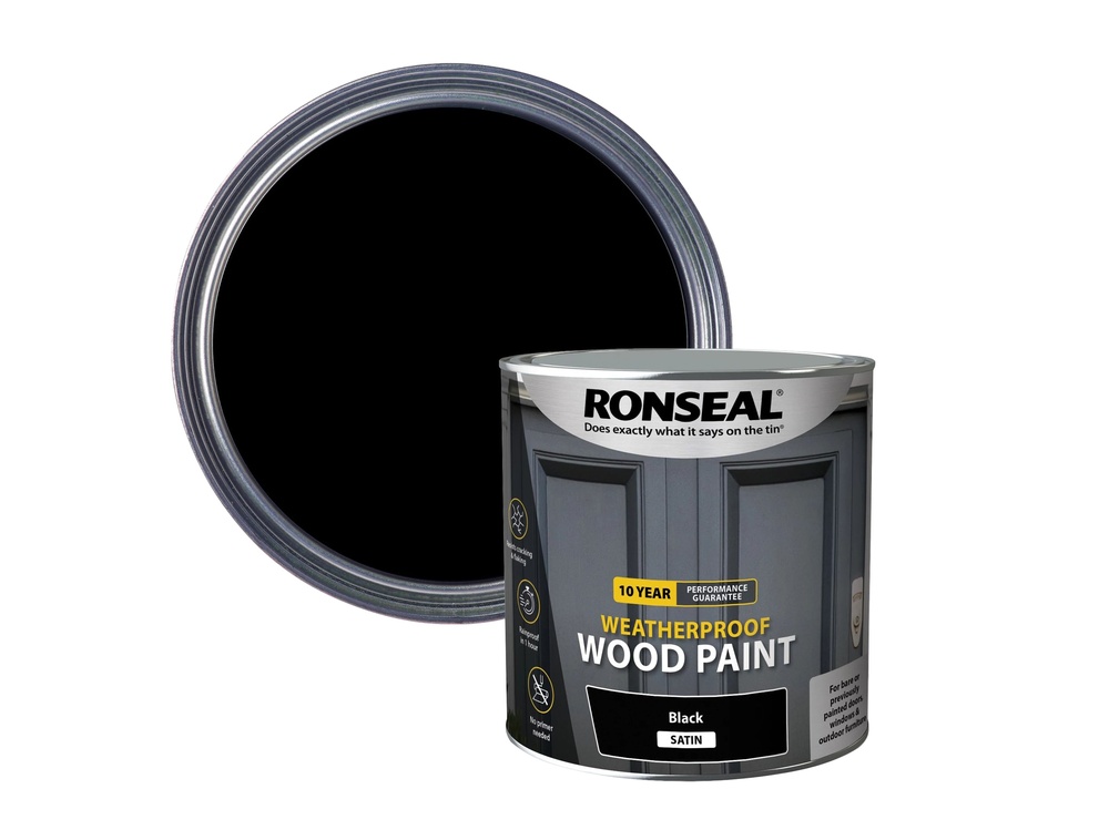 10 Year Weatherproof Wood Paint Black Satin 2.5 litre