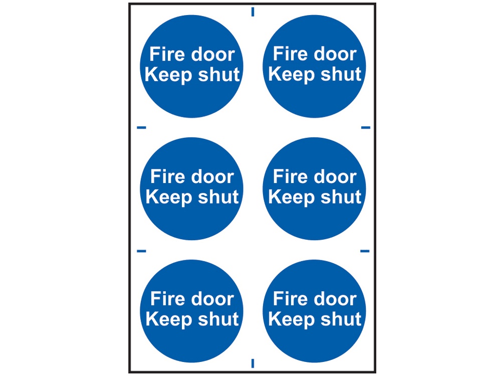 Fire Door Keep Shut - 6 PVC Signs 100 x 100mm