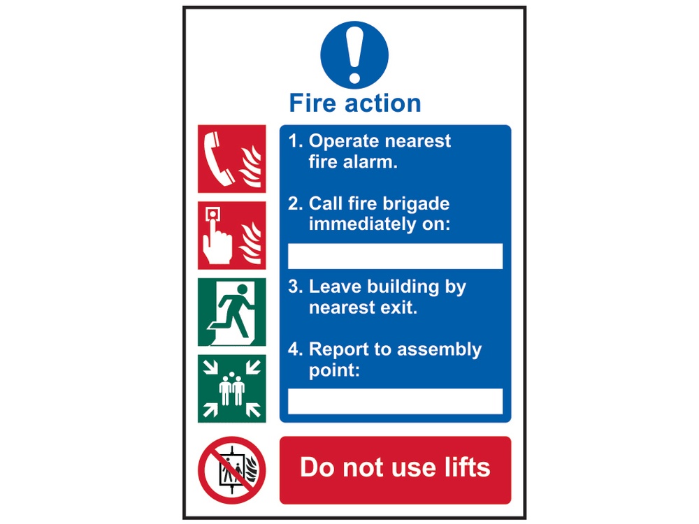 Fire Action Procedure, Style 1 - PVC Sign 200 x 300mm