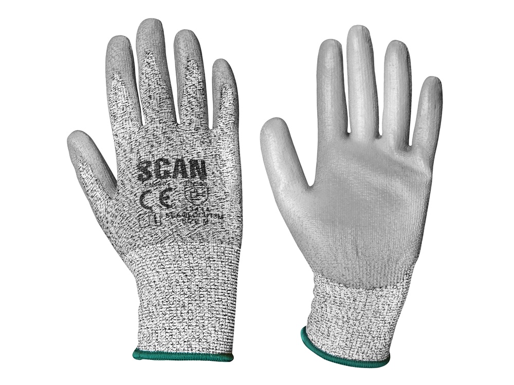 Grey PU Coated Cut 3 Gloves - M (Size 8)
