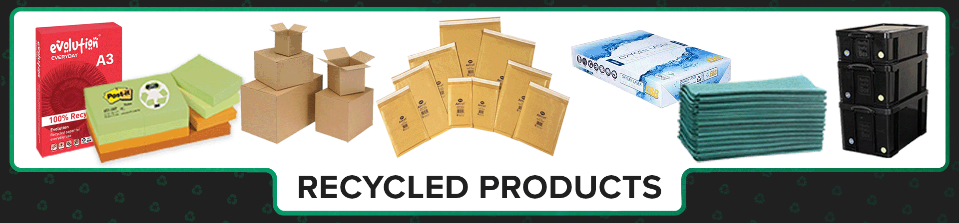 Recycled stationery paper and office products