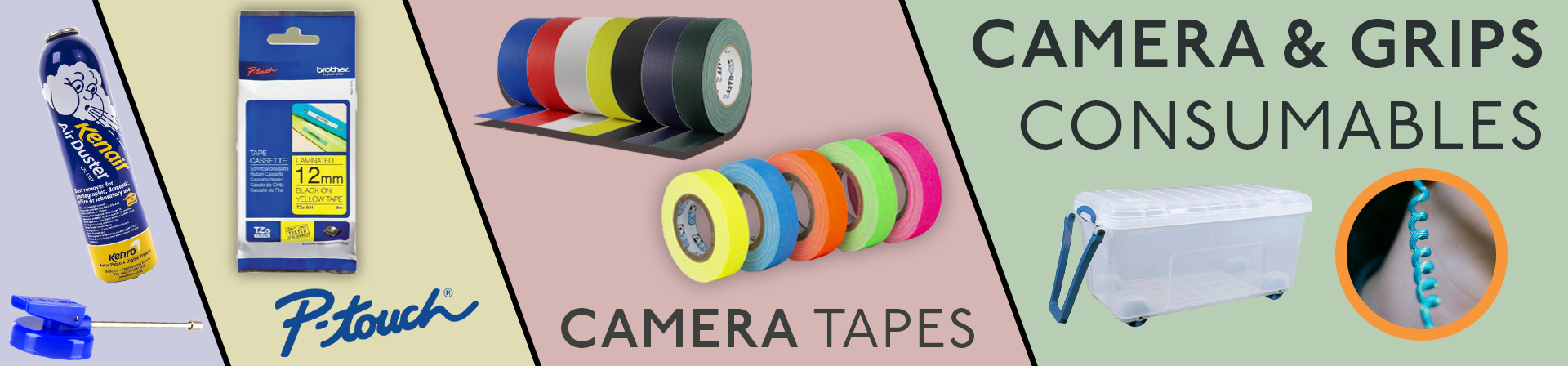 Camera consumables for film TV grips and sound teams