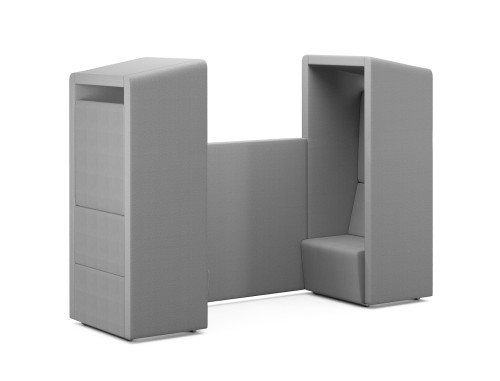 Fifteen Agile Co Working 2 Seater Two Seat Sofa Pod Unit Silver Floor Rails